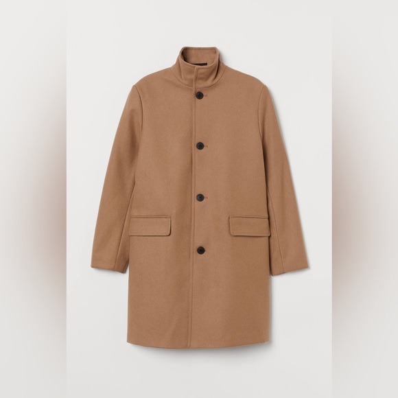 H&M Other - H&M - Men Beige Peacoat / Funnel Neck Wool Coat Size 46R